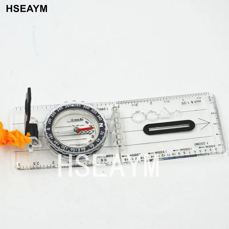 HSEAYM Drawing Scale Compass Folding Map Ruler Survival Tool Buckle Car Camping Hiking Pointing Guide Portable Handheld Compass