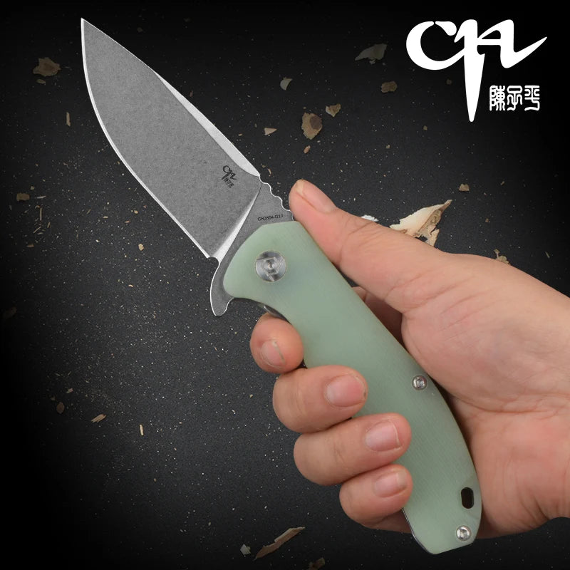 CH 3504 Heavy Duty Outdoor Knife Hunting Survival Camping G10 Handle Material High Carbon D2 Steel Thumb Stud Pocket Clip EDC