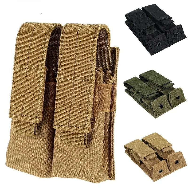 Molle System Tactical Pistol Double Magazine Pouch Molle Clip 9MM Military Airsoft Mag Holder Bag Hunting Accessories