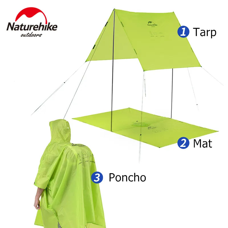 Naturehike Rain Jacket 3 in 1 Multifunction Hiking Rain Poncho Rainwear Rain Clothes Raincoat Bike Lightweight Waterproof Coat