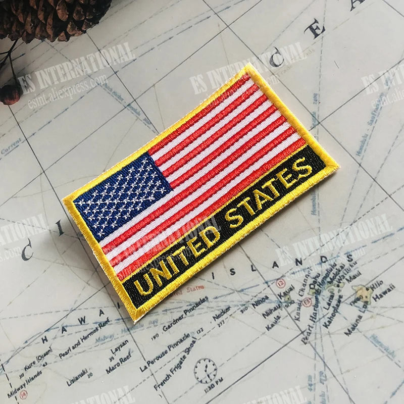 U.S.A USA America National Flag Badges Armband Embroidery Patches And  Lapel Pin One Set Cloth Accessories Backpack