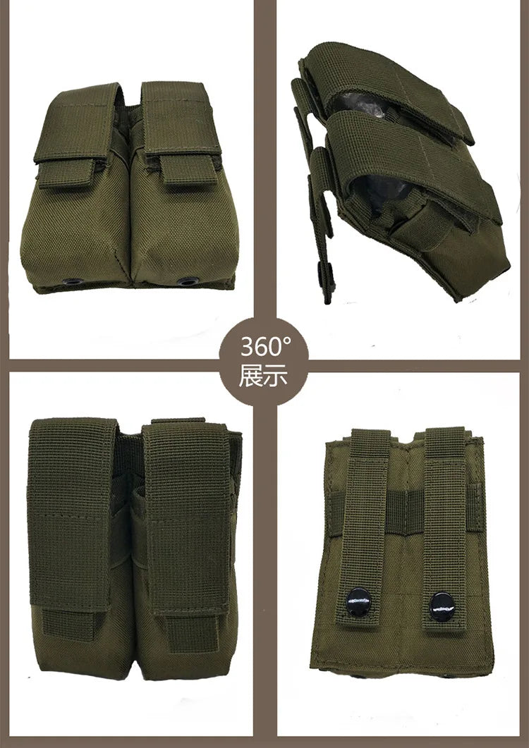 Molle System Tactical Pistol Double Magazine Pouch Molle Clip 9MM Military Airsoft Mag Holder Bag Hunting Accessories