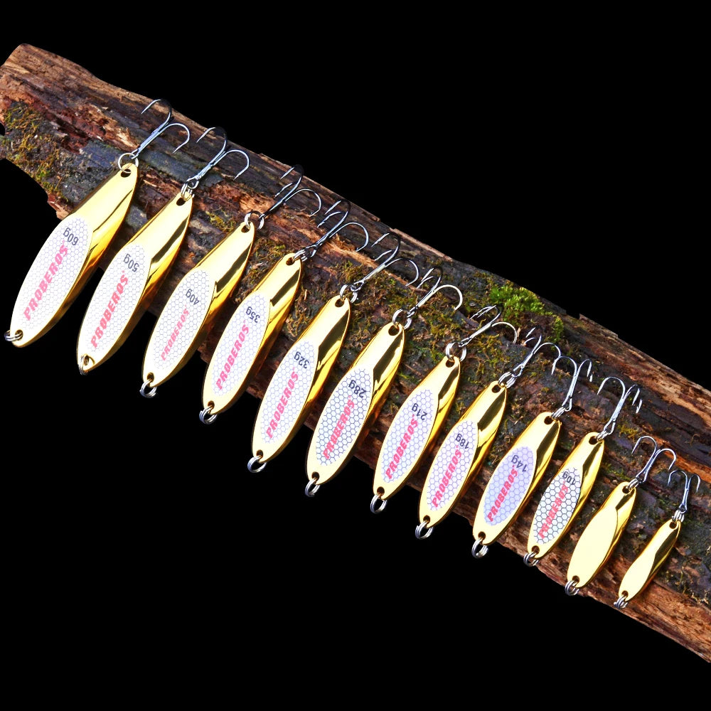 PRO BEROS Metal Spoon Lure 3g-40g Jigs Bass Baits Silver/Gold VIB Fishing Lure 8#-2# Hook Jigging Baits Fishing Tackle Tackle