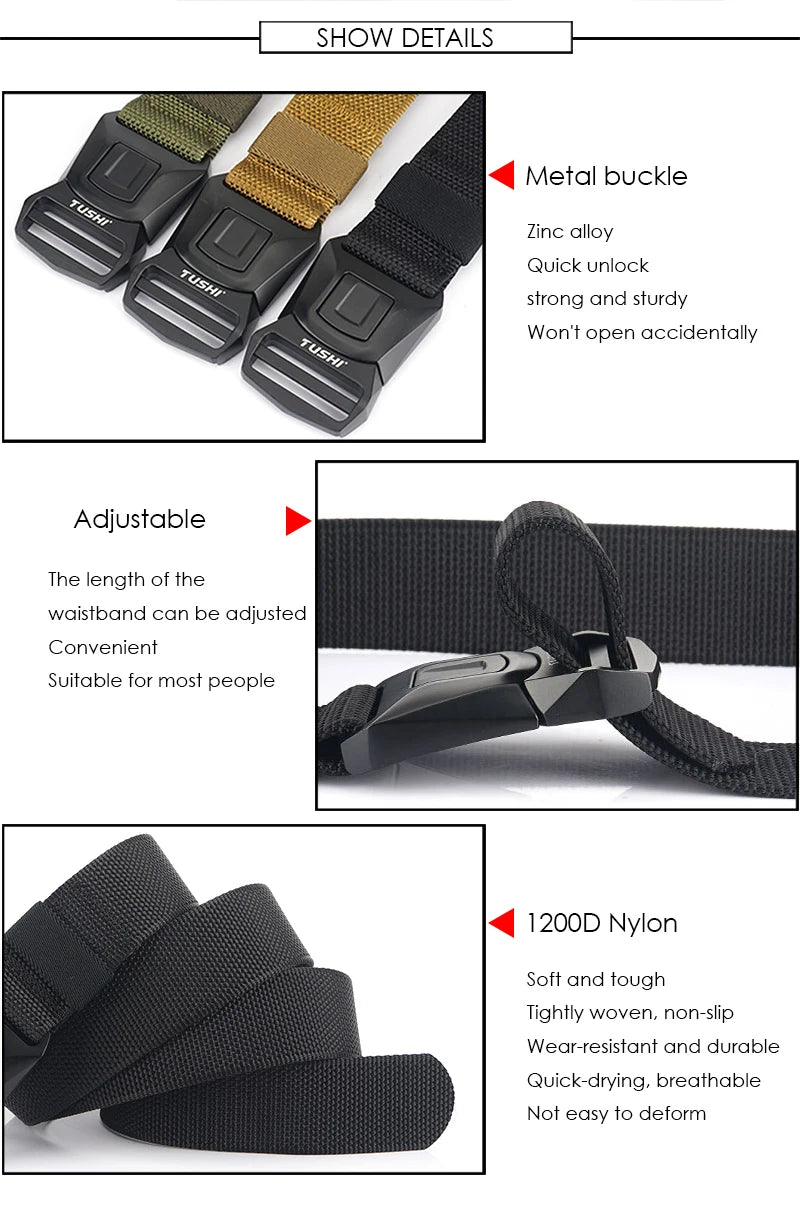 VATLTY New Tactical Belt Molle for Men Metal Buckle Strong Nylon Military Belt Outdoors Waistband Girdles Male