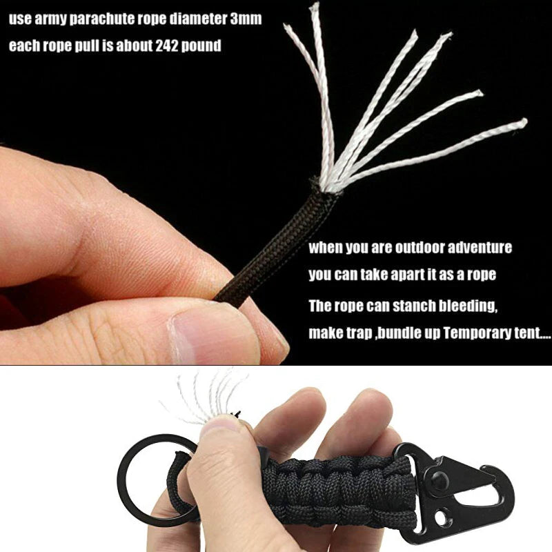 Military Emergency Key Chain  For Hiking Camping Outdoor Multifunction 550Ibs Paracord Rope Keychain Survival Kit Cord Lanyard