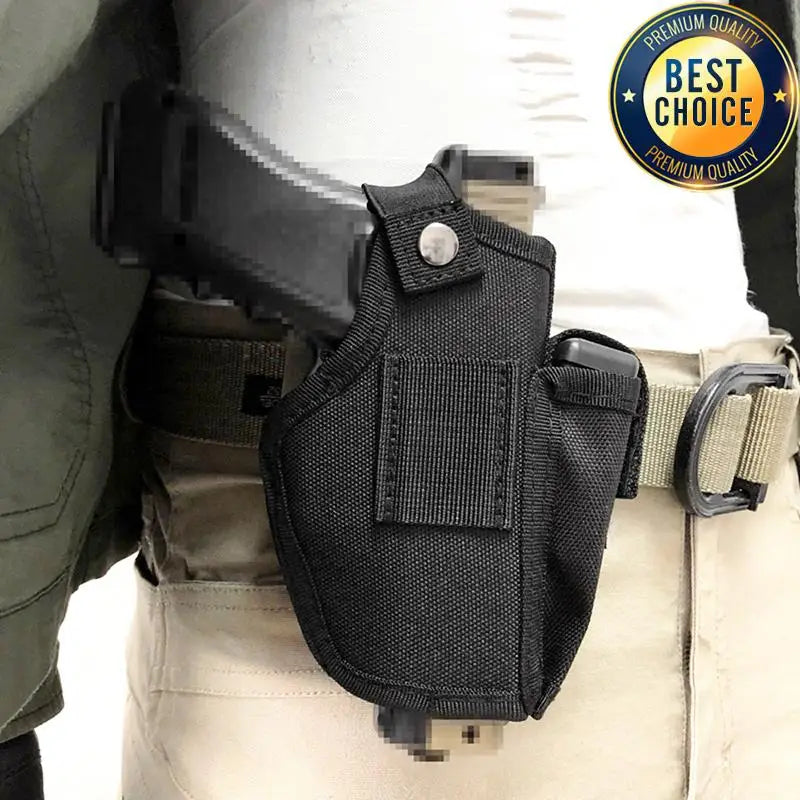 Molle Right Left Interchangeable Tactical Pistol Hand Gun Holster Hunting Black Magazine Slot Holder bag