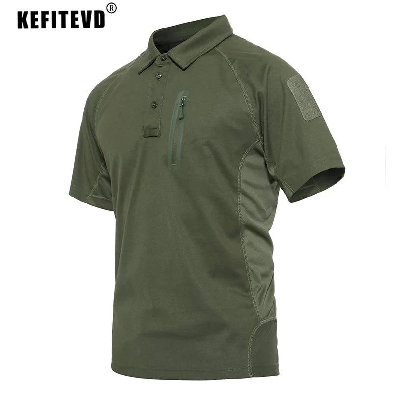KEFITEVD Men's Outdoor Tactical T-shirt Summer Quick Dry T Shirt Outdoor Fishing Hunting Hiking Shirts Tees Male Pullover Tops