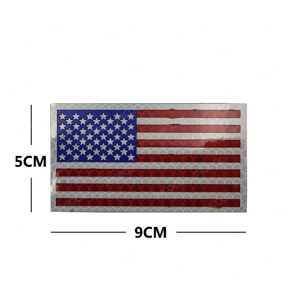 United States American US USA Infrared IR Reflective Large Size Flag Patches Tactical Military Emblem Shoulder Fastener Badges