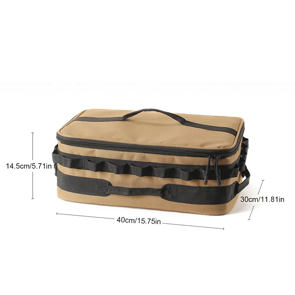 15L Tactical Camping Storage Bag with Handle Camping Cookware Organizer Oxford Cloth Trunk Organizer for Camping Hiking Travel