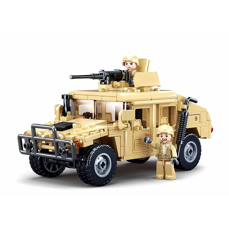 Sluban WW2 Military Hummer H2 Army Assault Vehicle Model Building Block Classics World War Weapons Car Brick Boy Friend Toy Gift