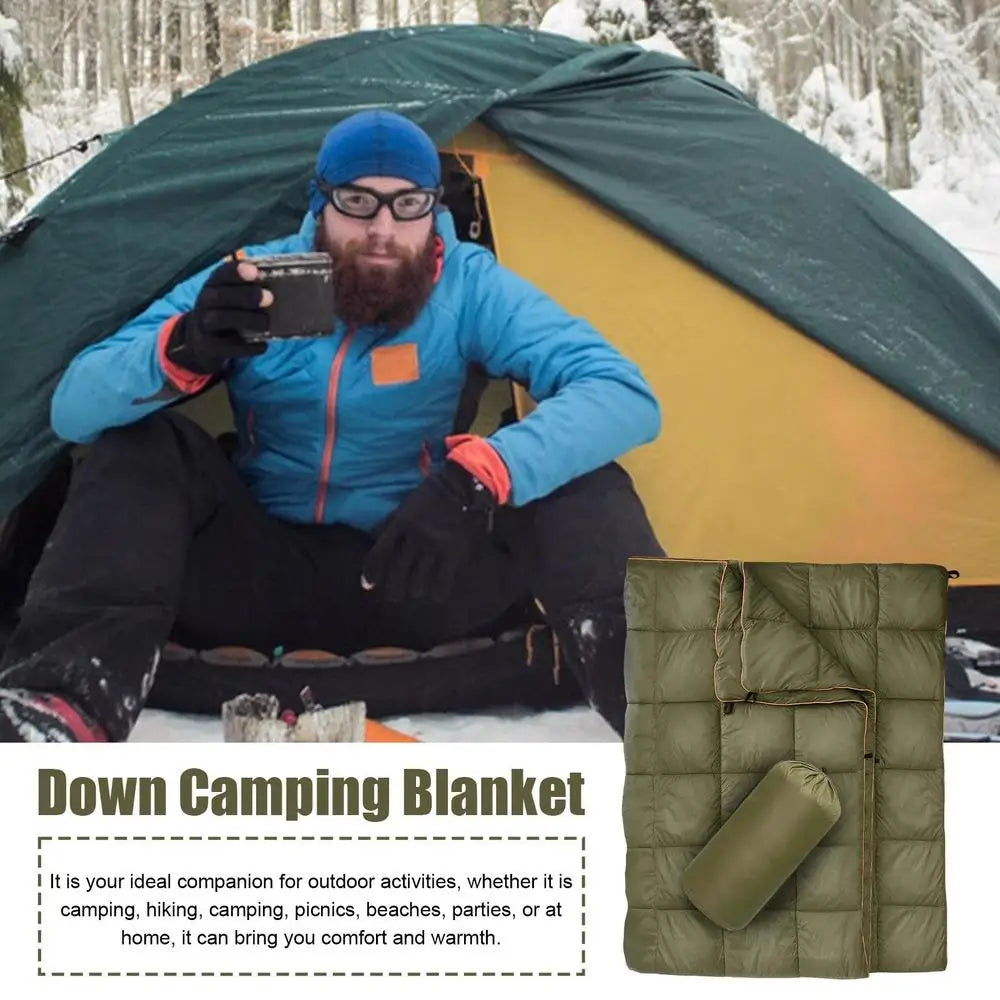 Winter Down Camping Quilt Indoor Outdoor Camping Blanket Packable Camping Quilt Portable Thermal Down Blanket For Travel Hiking