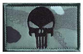 Punish Skull Embroidery Hook&loop Patch USA Flag Skull Morale Badge Multicam Tan Black Cranium Tactical Backpack Cap Attachments