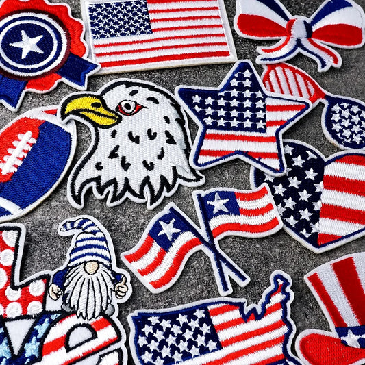 United States Map Patches Embroidery Applique Clothes Sewing Supplies Decorative Iron on Badges Patch USA National Flag Star