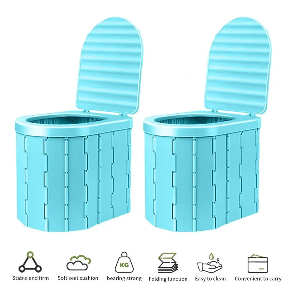 Camping Folding Toilet with Lid Great Load Bearing Long Travel Toilet Wide Seat Adult Car Potty with Storage Bag And Trash Bags