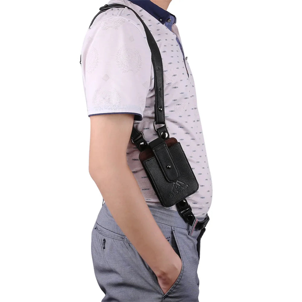 Underarm Holster Leather Mobile Phone Anti-Theft Hidden Pocket Shoulder Bag Safety Storage Pack Adjustable Gun Holster