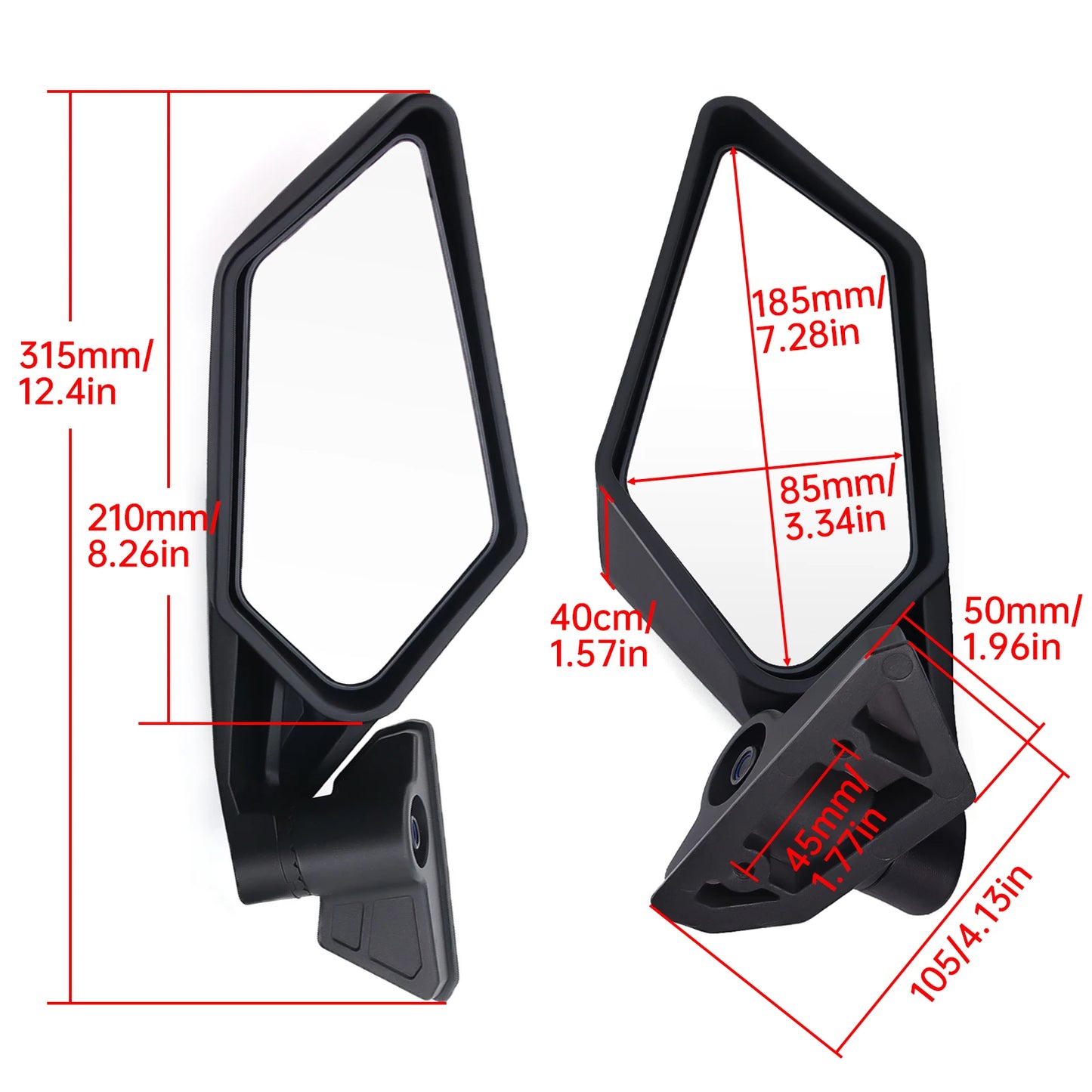 1 Pair Mirror for Maverick X3 Side Mirror Rear View Racing Style for Can Am for Maverick X3 XRS XDS MAX Off-road 2017 2018 -2023