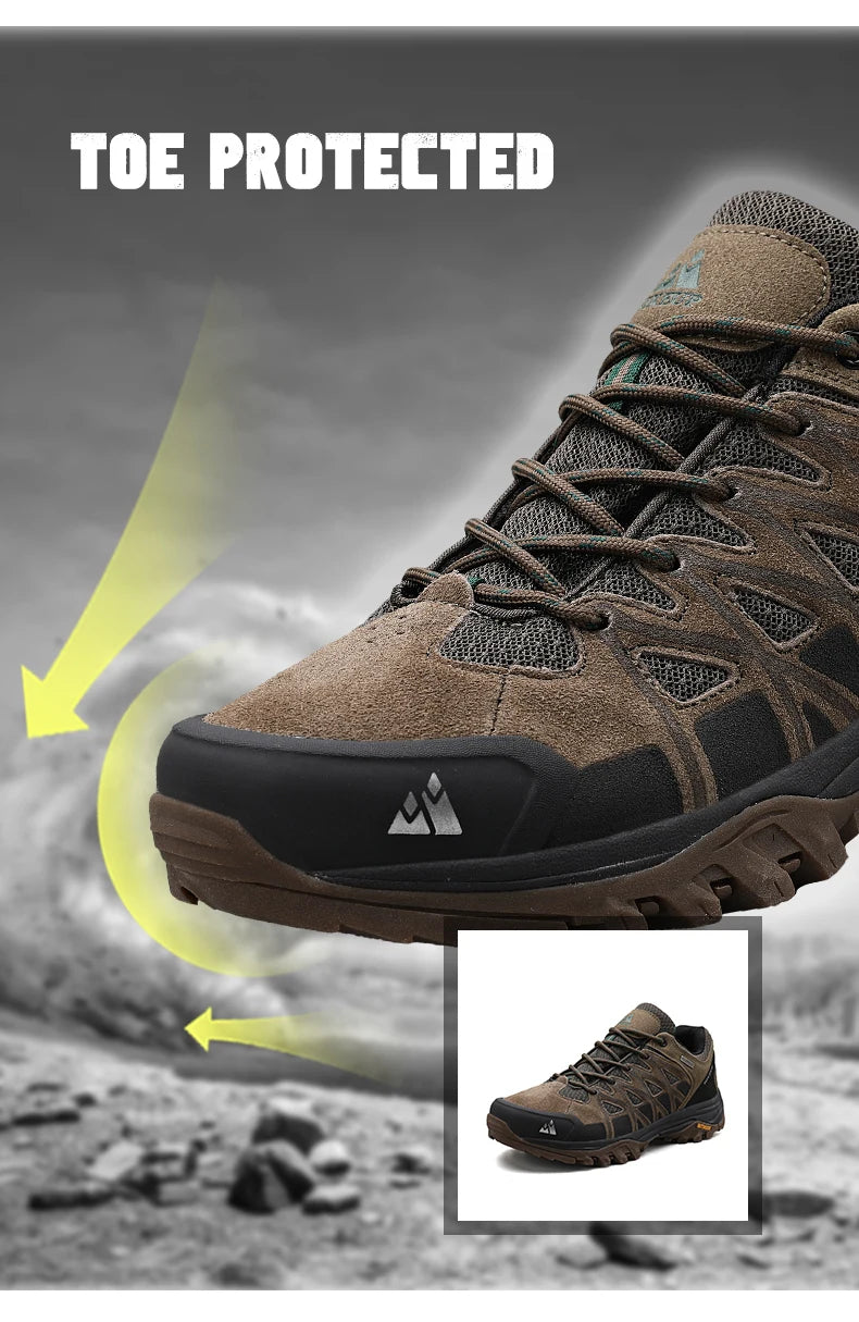 HIKEUP New Arrival Mens Hiking Shoes Breathable Lace Up Trekking Male Cushioning Outdoor Climbing Tourism Sneakers for Men