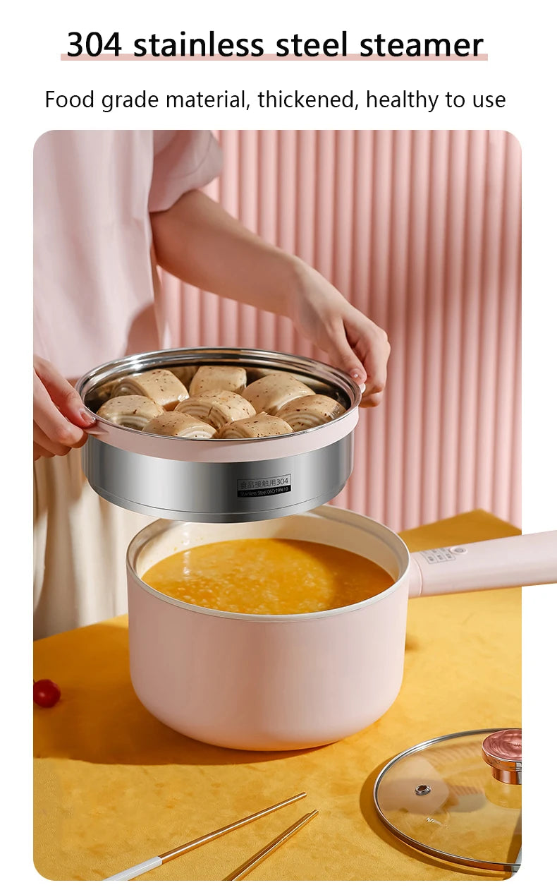 DMWD 1.8/2.5L Household Cooking Pot Electric Rice Cooker Mini Hot Pot Food Steamer Porridge Soup Pot Breakfast Maker Frying Pan