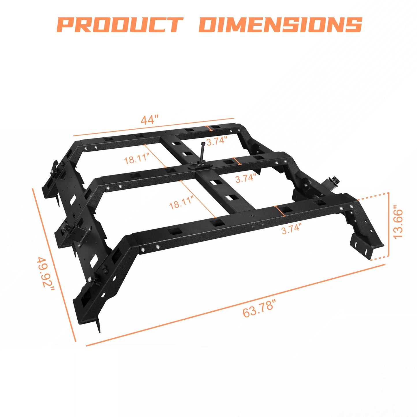 Tokmowin 13.7" High Overland Bed Rack Truck Cargo Carrier Compatible with Toyota Tacoma 2005-2019, Truck Bed RackTextured Black