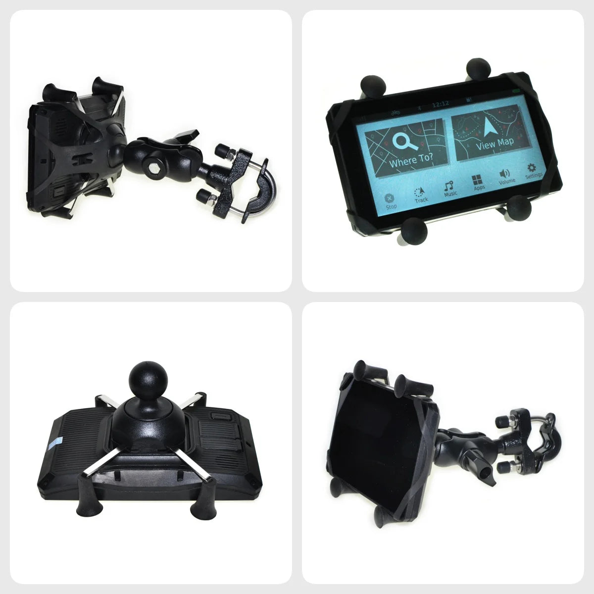 X-Grip Mount Bracket+Double Socket Arm +U-bolt Kits Holder for Motocycle GPS Garmin ZUMO XT XT2 Overlander Tread-Powersport