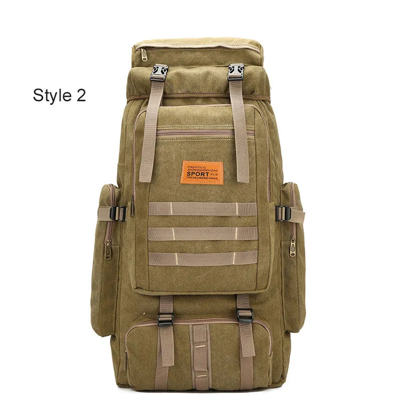 60L Large 2024 New Bag Canvas Backpack  Bags Camping Hiking Rucksack  Mochila bolsoa Travel Molle Men Outdoor sport