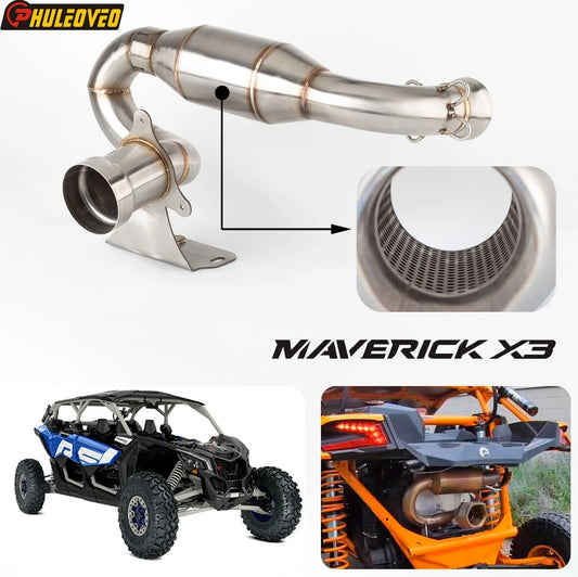 ATV Motorcycle Exhaust Muffler Slip-On for Can-Am Maverick X3 Turbo R & RR Max X3 Turbo Stainless Steel Muffler 2017-2023 Moto