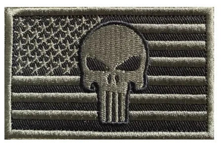 Punish Skull Embroidery Hook&loop Patch USA Flag Skull Morale Badge Multicam Tan Black Cranium Tactical Backpack Cap Attachments