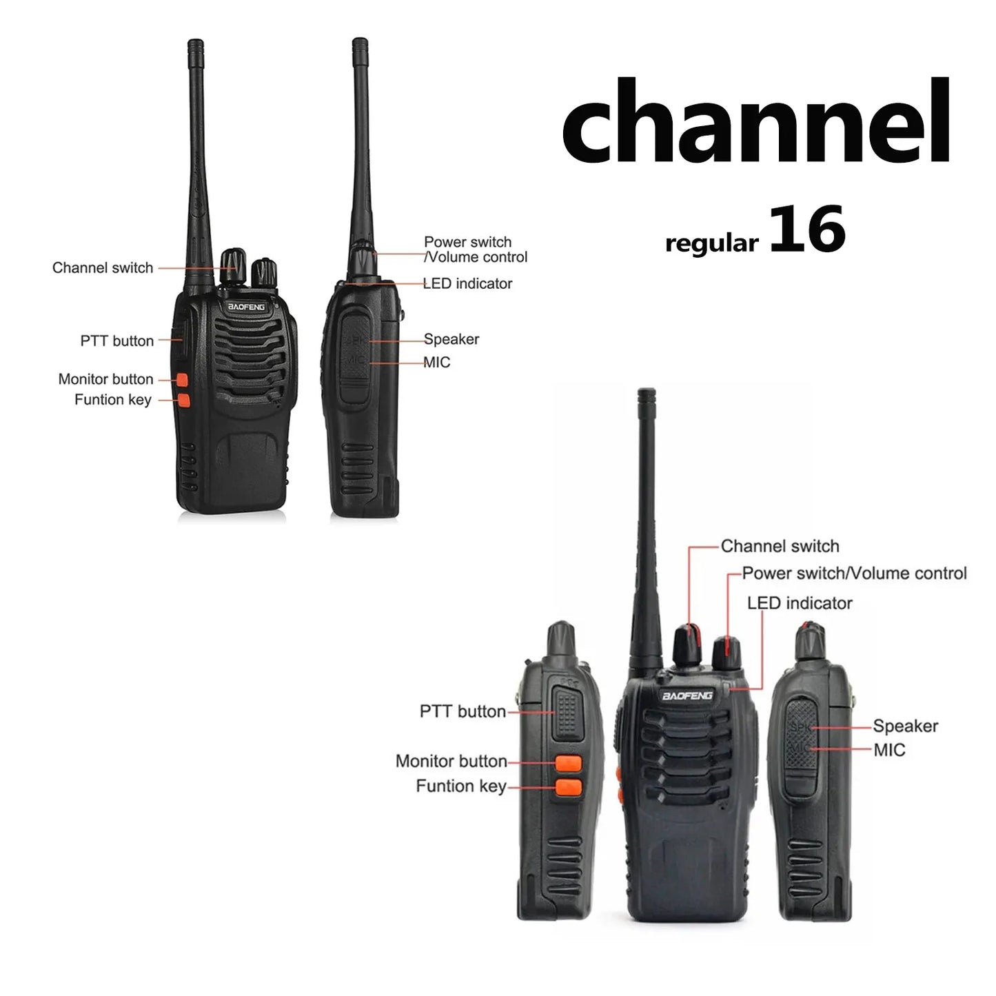 6pcs or 3pairs BaoFeng Walkie-Talkie 888S UHF 400-470MHz Channel Portable Two Way Radio 16Channels 5W long distance walkie-talki