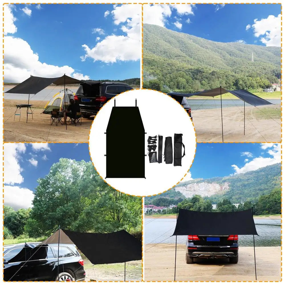 Truck Canopy Oxford Cloth Car Side Awning Rooftop Portable Auto Canopy Camper Trailer Sun Shade Suv Tent Attachment For Camping