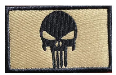 Punish Skull Embroidery Hook&loop Patch USA Flag Skull Morale Badge Multicam Tan Black Cranium Tactical Backpack Cap Attachments