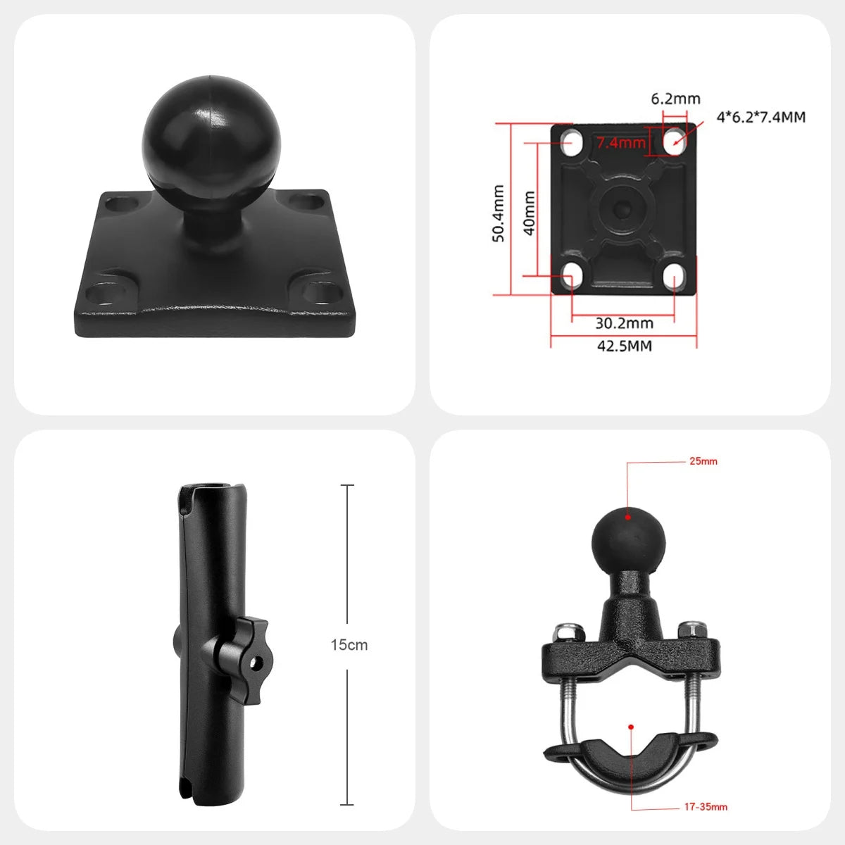 U-bolt Handlebar Mount KIT + Square Plate Bracket for Garmin Montana 750i 700 750 700i 680 650 Zumo XT GPSMAP 276Cx Overlander