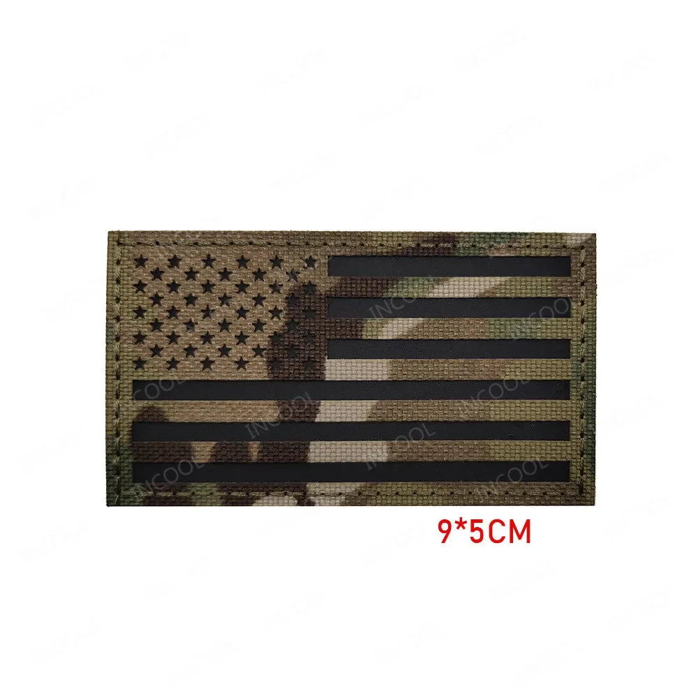 United States American US USA Infrared IR Reflective Large Size Flag Patches Tactical Military Emblem Shoulder Fastener Badges