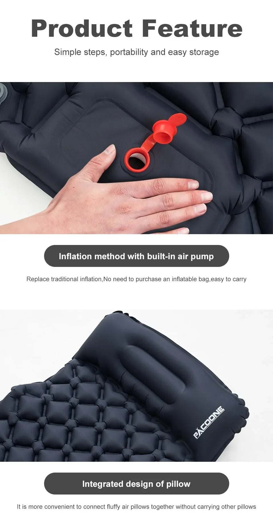 Outdoor Thicken Camping Mattress Ultralight Self-inflating Air Mattress Built-in Inflator Pump For Travel Hiking Fishing