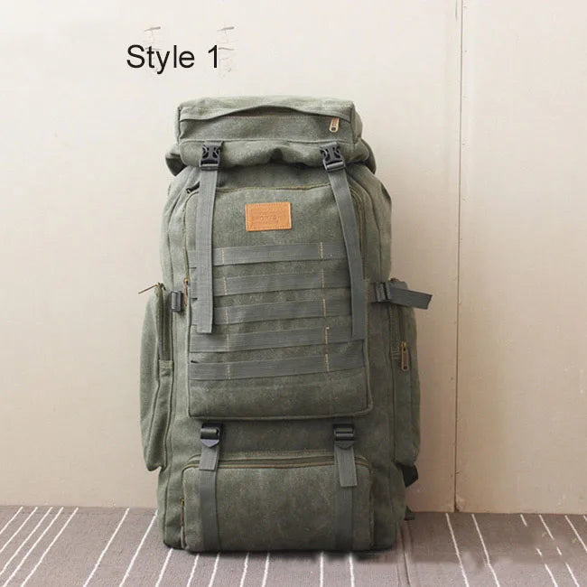 60L Large 2024 New Bag Canvas Backpack  Bags Camping Hiking Rucksack  Mochila bolsoa Travel Molle Men Outdoor sport