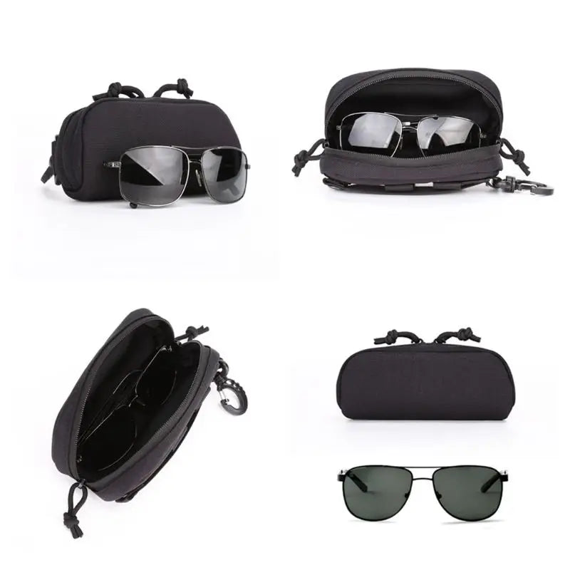 Tactical MOLLE Eyeglass Case Hunting Shockproof Protective Goggles Box Portable Outdoor Sunglasses Case-1000D Nylon