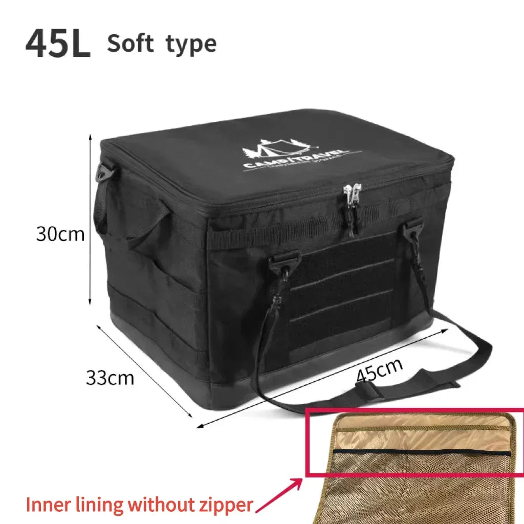 30 45L Camping Storage Bag Trunk Organizer with Handles Versatile Large Capacity for Outdoor Barbecue Camping Cooking Picnic