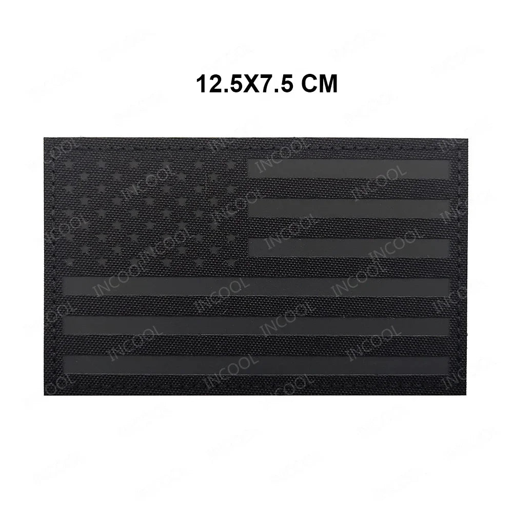 United States American US USA Infrared IR Reflective Large Size Flag Patches Tactical Military Emblem Shoulder Fastener Badges