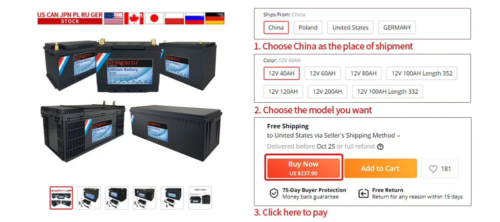 12V 200Ah LiFePO4 Deep Cycle Battery Built-in BMS 6000+ Cycles 2560WH Perfect for RV Solar Marine Overland Off-Grid Application