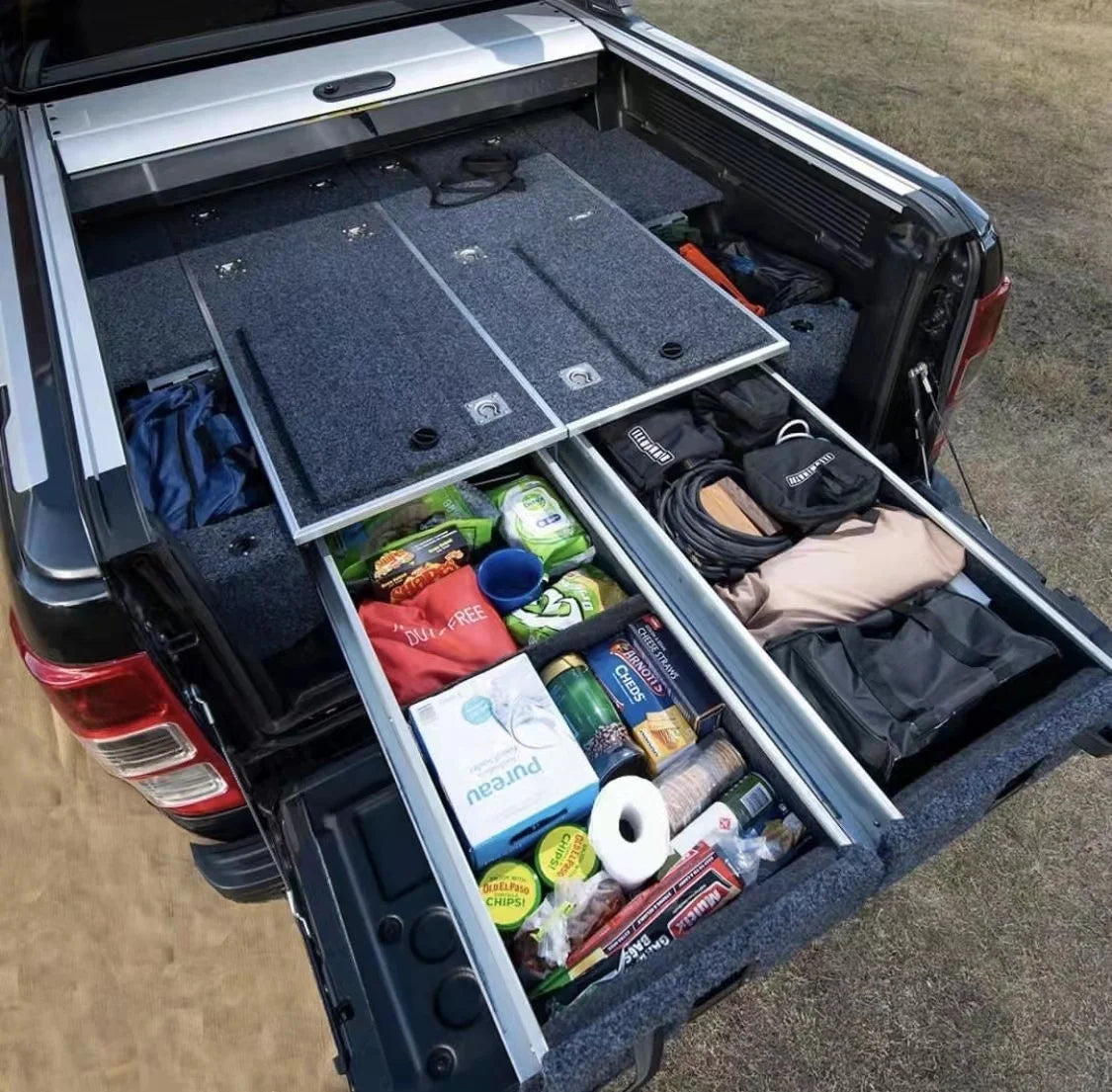 4Wd Overland Suv Car Slider Top Best Heavy Duty Storage System Outdoor Camping Tooling Organizer Lockable Cabinet With Handle