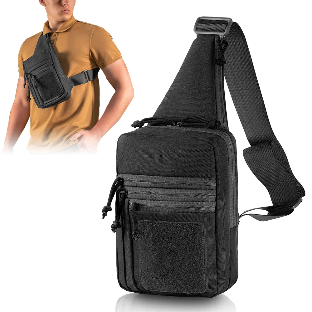 Tactical Pistol Gun Case Shoulder Bag Crossbody Shoulder Bag Outdoor Hiking Camping Backpack Hunting Pack with Gun Holster