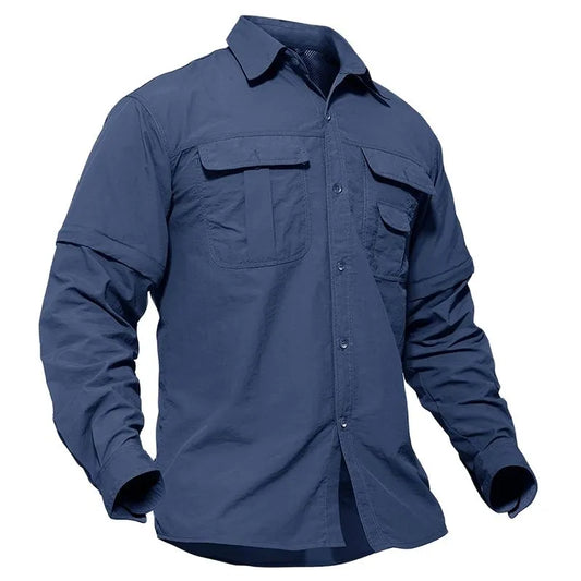 EKLENTSON Men's Quick Dry Tactical Outdoor Shirt with Removable Long Sleeves - Ideal for Hiking, Fishing, Combat, Trekking, and Camping