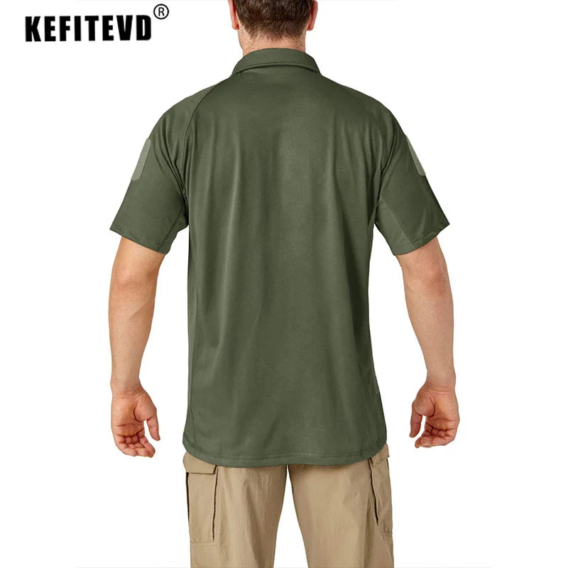 KEFITEVD Men's Outdoor Tactical T-shirt Summer Quick Dry T Shirt Outdoor Fishing Hunting Hiking Shirts Tees Male Pullover Tops