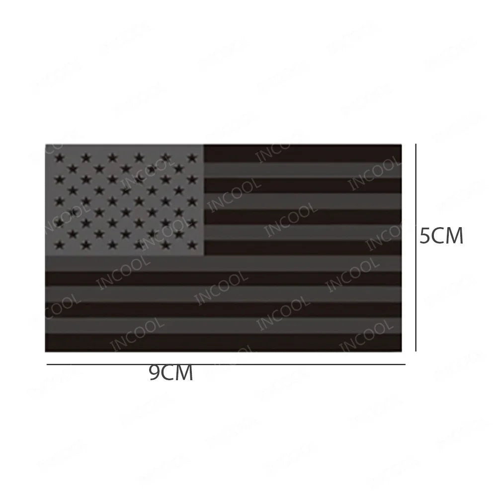 United States American US USA Infrared IR Reflective Large Size Flag Patches Tactical Military Emblem Shoulder Fastener Badges