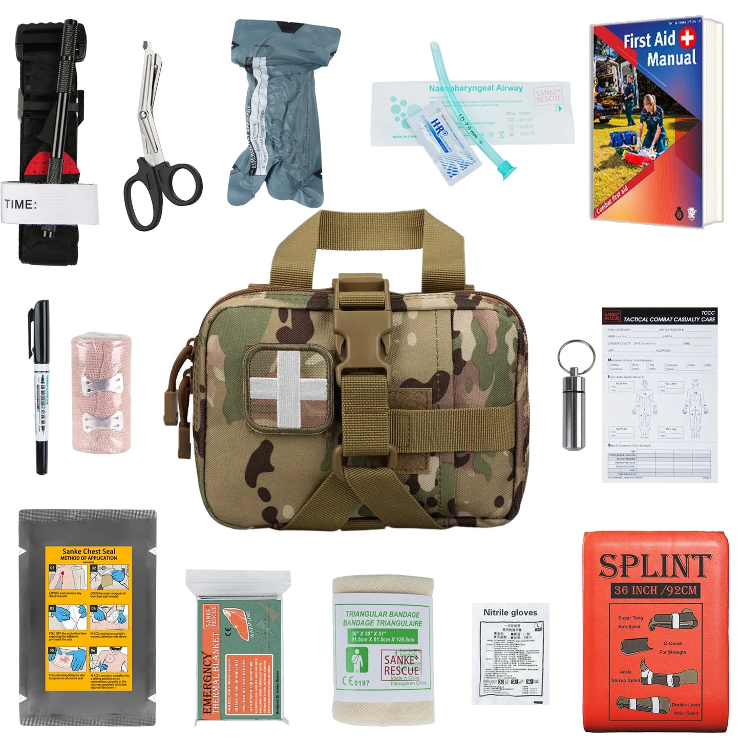 IFAK Trauma Kit First Aid Medical Pouch Emergency Tourniquet Chest Seal Survival Gear and Equipment with Molle Car Travel Hiking