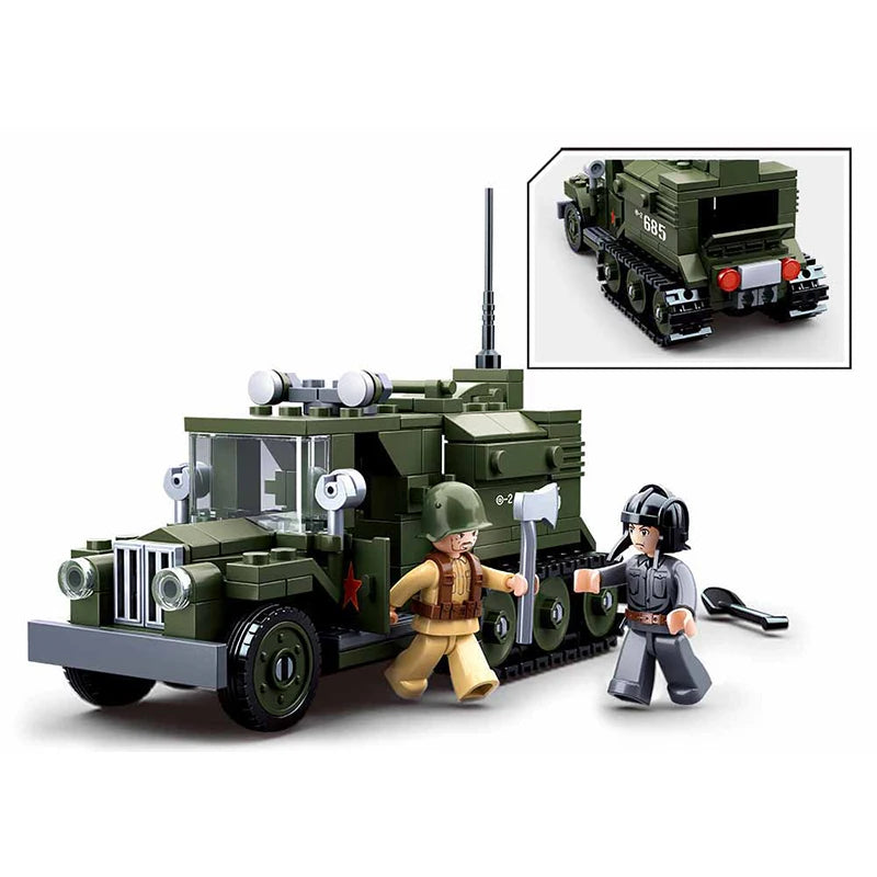 Sluban WW2 Military Hummer H2 Army Assault Vehicle Model Building Block Classics World War Weapons Car Brick Boy Friend Toy Gift