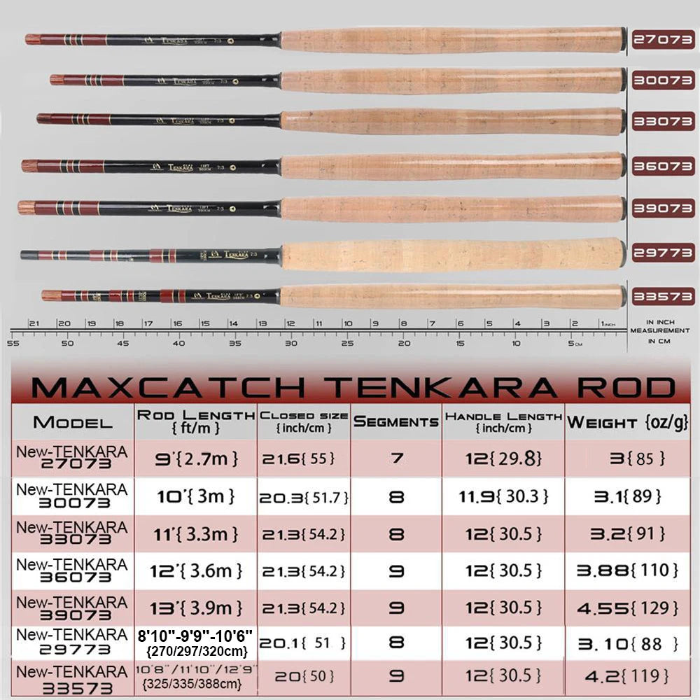 Maxcatch 9/10/11/12/13FT Tenkara Fly Rod Telescoping Fly Fishing Rod Graphite Fishing Pole & Carbon Tube