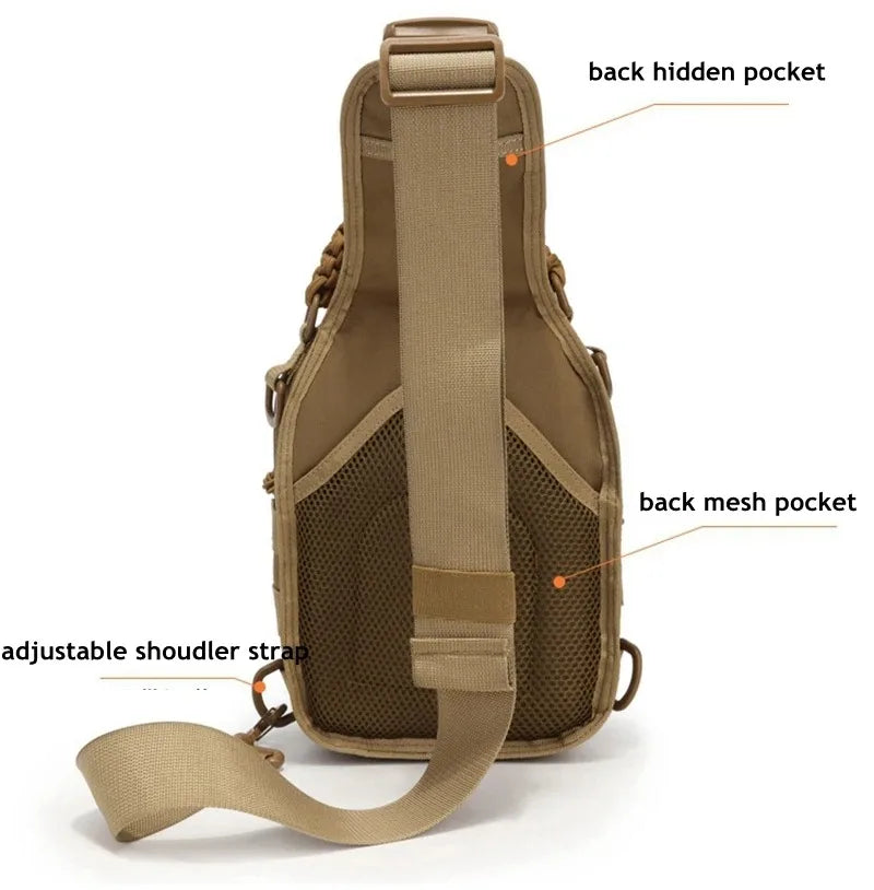 Men's Outdoor Chest Bag Tactical Shoulder Bag Sling Backpack 900D Oxford Mountain Camping Fishing Trekking Molle Mi