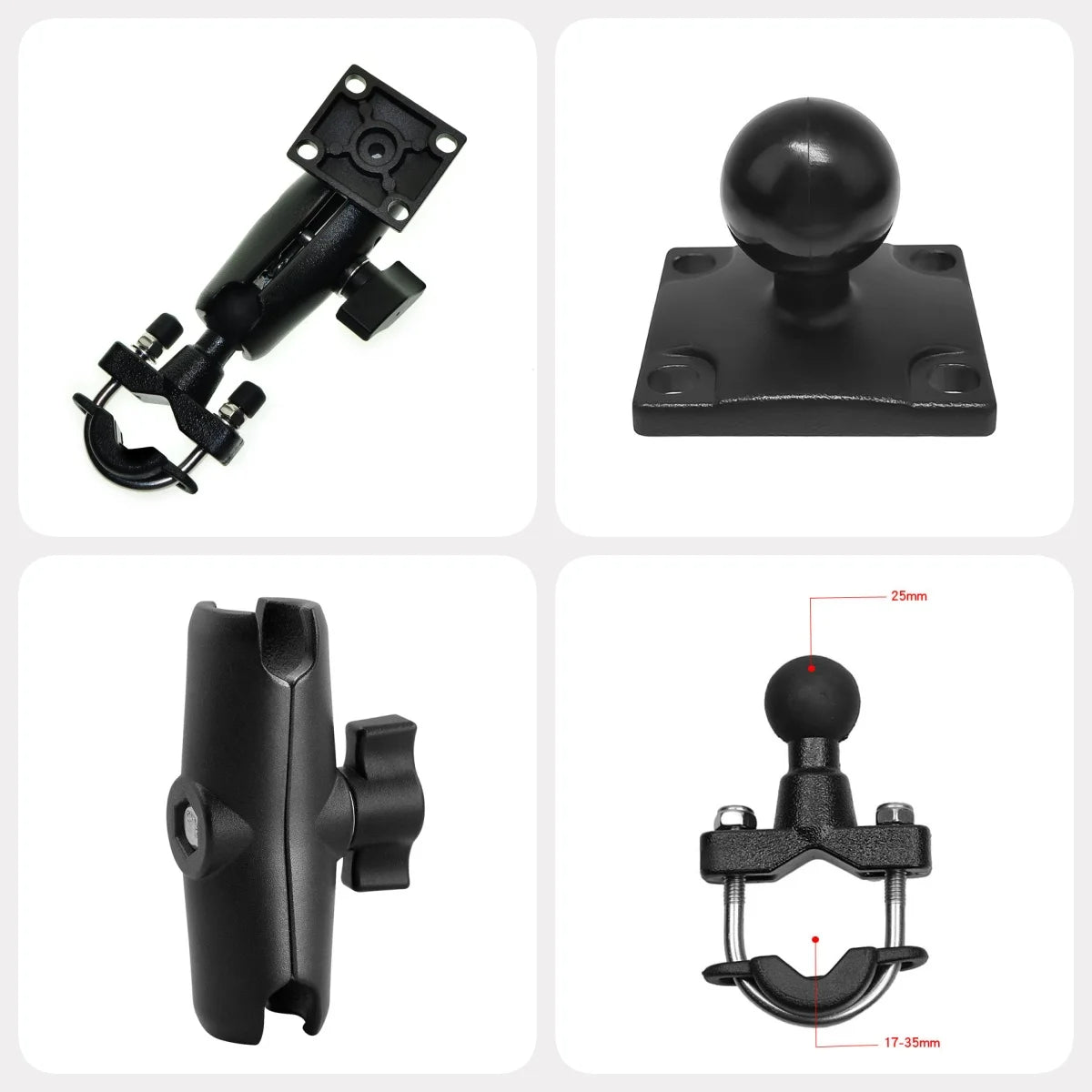 U-bolt Handlebar Mount KIT + Square Plate Bracket for Garmin Montana 750i 700 750 700i 680 650 Zumo XT GPSMAP 276Cx Overlander