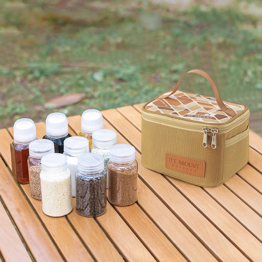 Seasoning Bottle Set Storage Bag Large Capacity Camping Seasoning Dispenser Set Condiment Jars Organizer for Picnic Camping BBQ