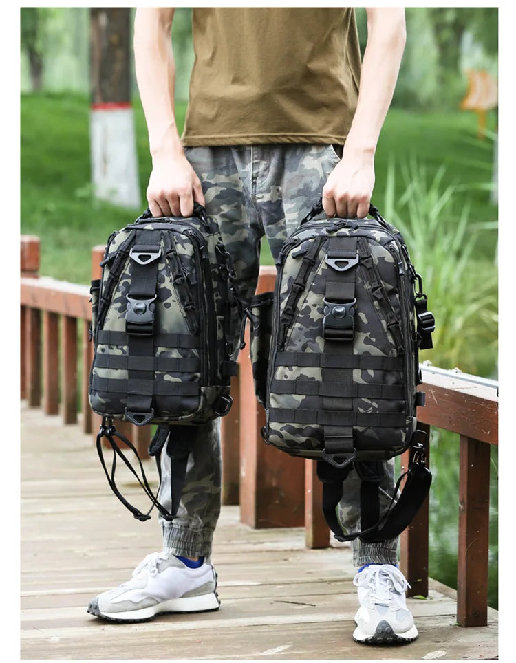 Outdoor Fishing Tackle Bag Waterproof Hiking Cycling Travel Backpack Shoulder Tactical Bag Chest Pack Fish Lures Tools Rucksack